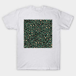 Leopard Pattern in Oatmeal on Rosemary Green T-Shirt